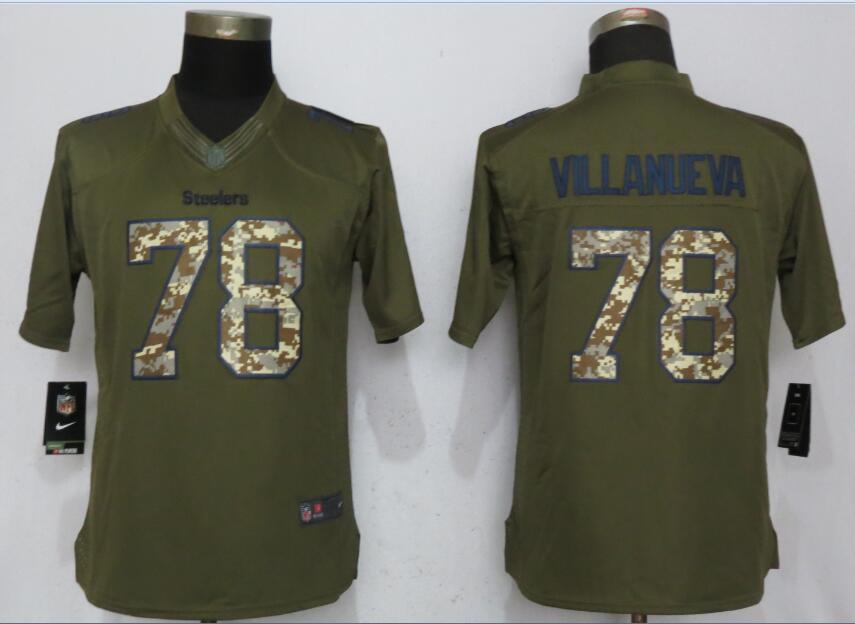 Women Pittsburgh Steelers #78 Villanueva Green Nike Salute To Service Limited NFL Jerseys